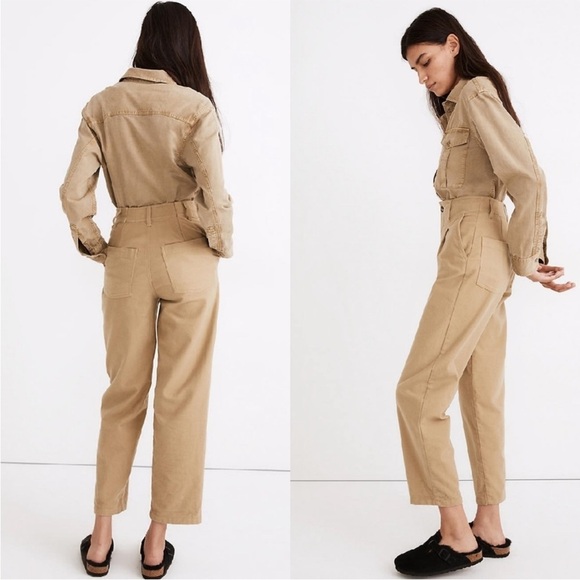 Madewell Cream Tan Moleskin Pleated Balloon Pants Sz 26 - Picture 2 of 14